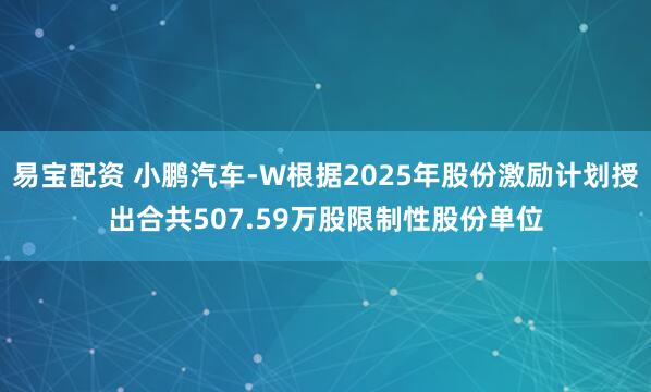 易宝配资 小鹏汽车-W根据2025年股份激励计划授出合共507.59万股限制性股份单位
